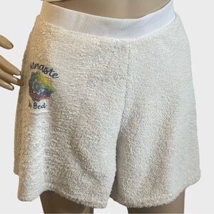 Namaste in Bed Mandala White Fleece Upcycled Lounge Shorts